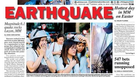 HEADLINES : MANILA – Earthquake : Magnitude 6.1 quake rocks Luzon, MM ...