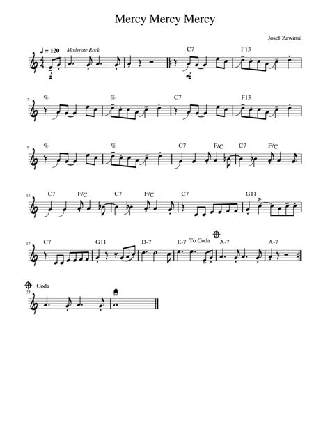 Mercy Mercy Mercy Sheet music for Trumpet in b-flat (Solo) | Musescore.com