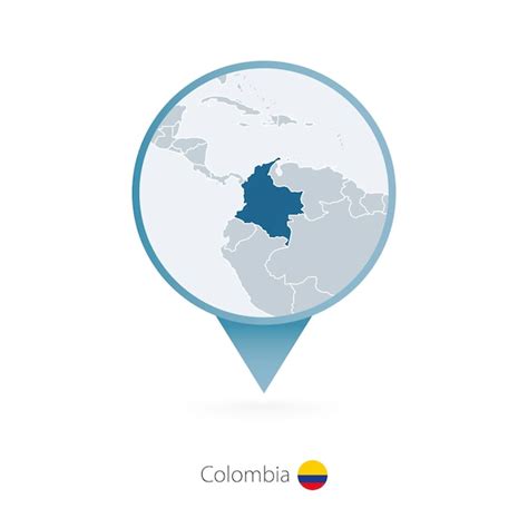 Premium Vector | Map pin with detailed map of colombia and neighboring countries
