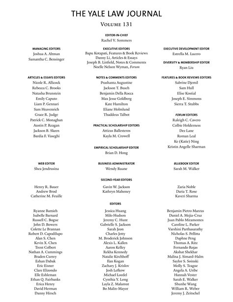 The Yale Law Journal on Twitter: "Volume 131 is thrilled to welcome our new First-Year Editors ...