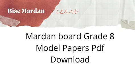 Mardan Board Grade 8 Model Papers Pdf Download