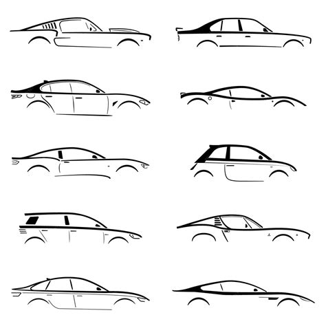 Premium Vector | Set concept black car silhouette on white background