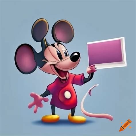 Funny cartoon mouse holding a sign