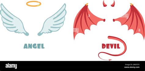 Nobody angel and devil suit. Innocent and mischief vector symbols. Angel and demon, devil satan ...