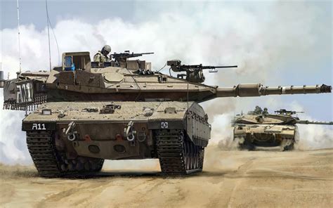 Download wallpapers MERKAVA ??4, modern Israeli tank, armored vehicles, Israel, desert, battle ...