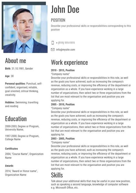 Resume template | Resume template, Resume, One page resume