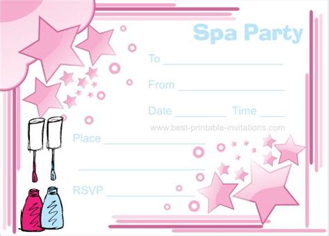 Spa Party Invitations