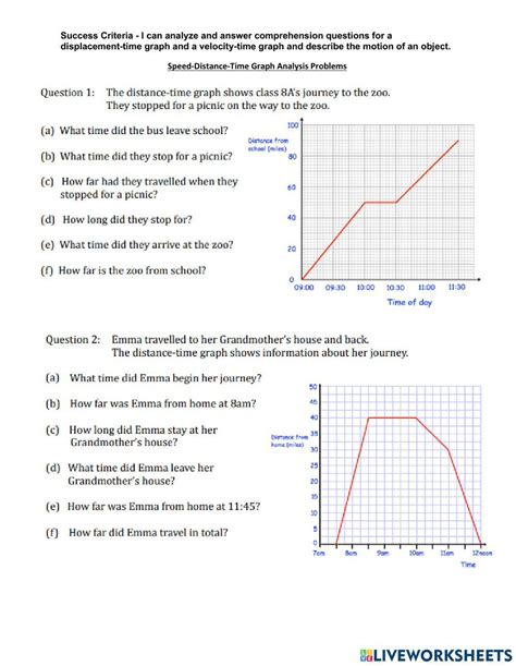 Speed-Distance-Time Graph Analysis Problems worksheet | Live ...