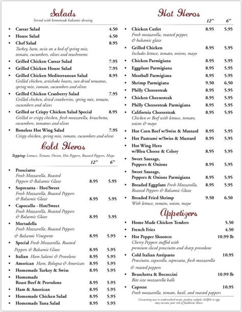 Menu at Arthur Ave Italian Deli restaurant, Honesdale