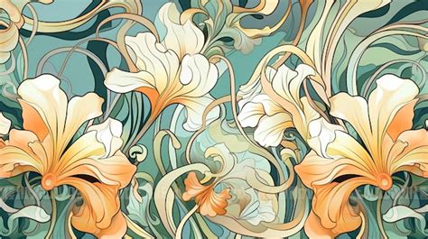 Premium Photo | Background with decorative flowers art nouveau style vintage old art nouveau ...