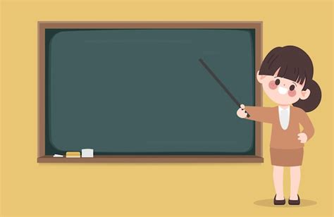 Free Vector | Hand drawn cartoon teacher teaching at blackboard in the ...