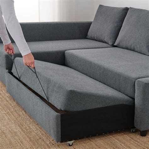 FRIHETEN Sleeper sectional,3 seat w/storage - Hyllie dark gray - IKEA | Sofa bed for small ...