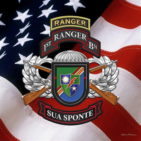 1st Ranger Battalion - Army Rangers Special Edition over American Flag Digital Art by Serge Averbukh