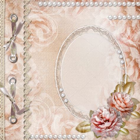 Grunge Beautiful Roses Album Cover With Frame, Pearls and Lace — Stock ...