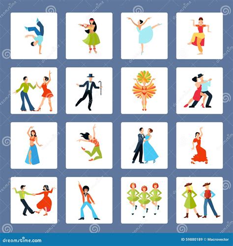 Various Dance Styles Flat Icons Stock Vector - Illustration of dress, modern: 59880189