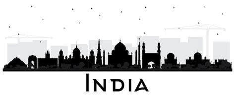 Premium Vector | India City Skyline Silhouette with Black Buildings ...