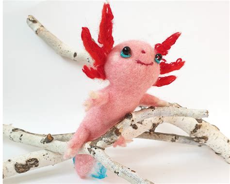 Cute pink plush axolotl. Felted realistic mexican axolotl. | Etsy