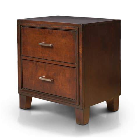 Furniture of America Fove Contemporary Cherry Solid Wood Nightstand - Walmart.com - Walmart.com