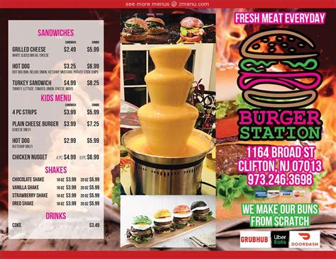 Menu at Burger Station restaurant, Clifton