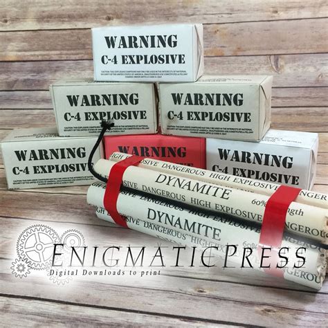 Dynamite TNT and C-4 Prop Demolition Explosive Labels Styles | Etsy