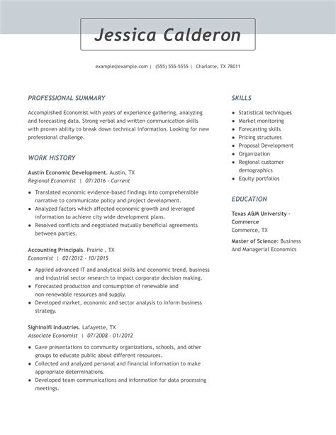 2022 Best Economist Resume Example | MyPerfectResume