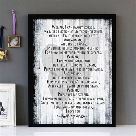 "Woman" - John Lennon - Framed Lyrics Wall Art