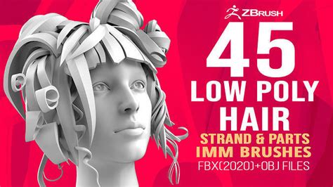 45 Female cartoon character hair strand and parts Zbrush IMM 3D model ...