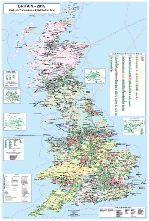 Britain - Electricity Transmission and Distribution Map - La Tene Maps