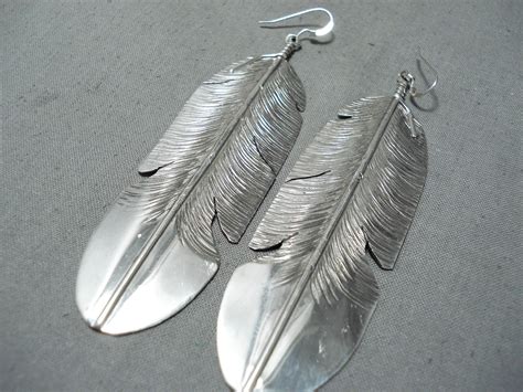 Detailed Navajo Sterling Silver Feather Earrings Native American – Nativo Arts