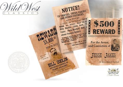 NobleWares image of Replica Wanted Poster for Bill Doolin, Thieves and Bunko-steerers, and ...