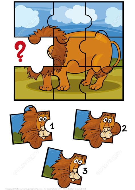 Jigsaw Puzzle with Lion | Free Printable Puzzle Games