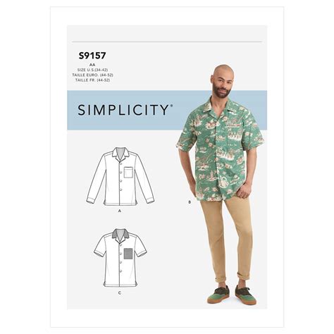 Simplicity Men's Open Pointed Collar Shirt Sewing Pattern | SewingStreet