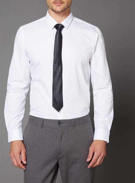 Buy White Slim Fit Shirt & Black Tie Set - 14.5 | Formal shirts | Argos in 2020 | Black tie ...