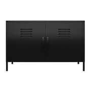 Rent to own RealRooms Shadwick 2 Door Metal Locker Accent Cabinet with 2 Shelves, Black | RTBShopper
