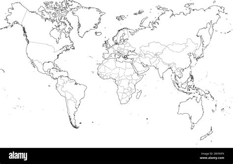 Blank Outline Map Of World Vector Illustration Stock Vector | Images ...