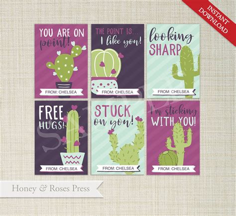 Cactus Valentine's Day Cards . Printable Valentines . | Etsy | Valentine day cards, Valentines ...