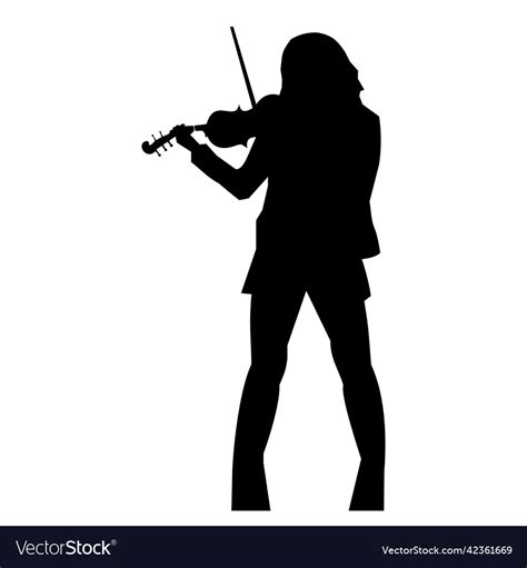 Black silhouette of a man playing the violin Vector Image