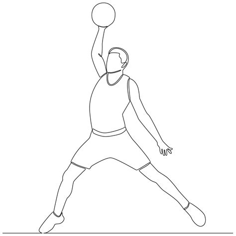 Basketball player continuous line drawing vector line art 14072921 ...