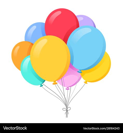 Bunch balloons in cartoon flat style isolated Vector Image