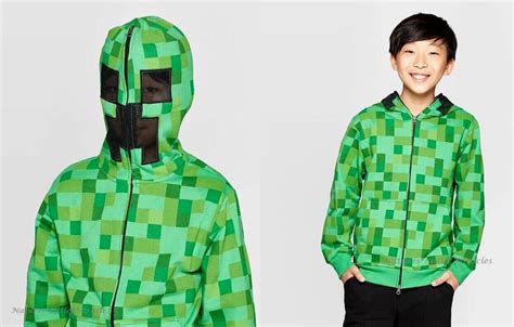 Minecraft Creeper Halloween Costume Size 4-16 Boy Hoodie Jacket Mask ...