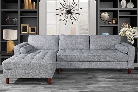 Classic Fabric Sectional Sofa, L-Shape Couch with Extra Wide Chaise ...