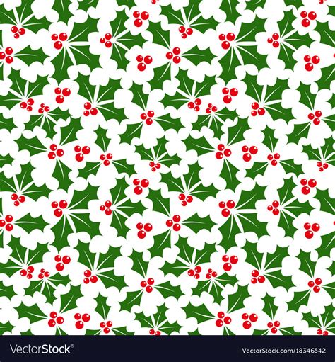 Winter background of holly seamless pattern Vector Image