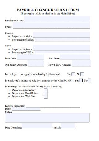 30+ SAMPLE Payroll Change Forms in PDF | MS Word