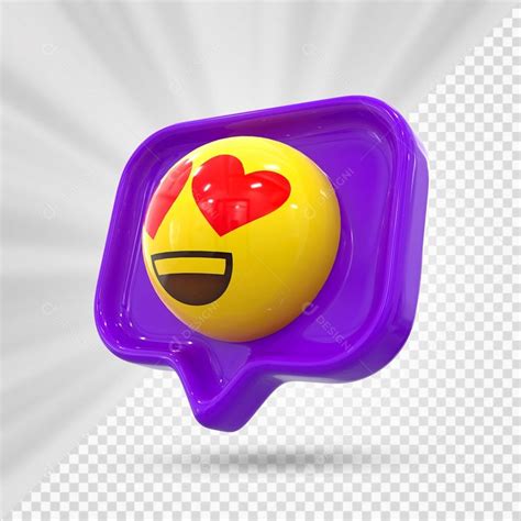 Emoji Roxo Reação Apaixonado Olhos De Coração Elemento 3D Para Composição PSD.zip | Emoji ...