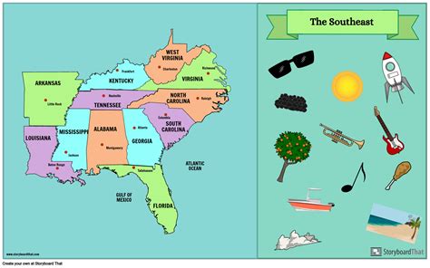 Map Of Southeast States - Vinni Jessalin