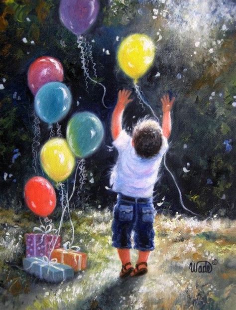 Birthday Boy Art Print Little Boy, Balloons, One Son, Celebrate, Balloon Paintings Joyful Boy ...