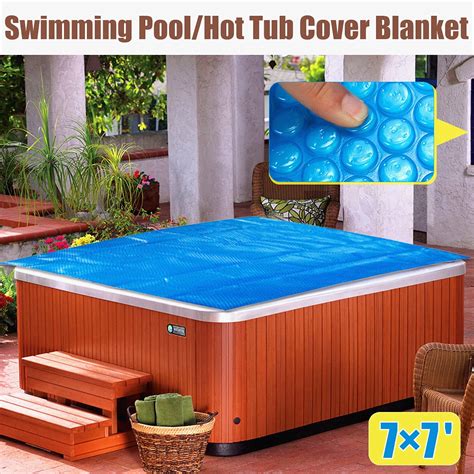 7ft x 7ft Square Solar Blanket Cover Heat Retention Bubble Spa Hot Tub Thermal Cover for ...