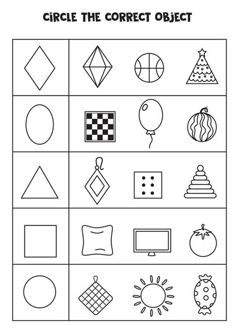 Black and white worksheet. Learning shapes. 3084754 Vector Art at Vecteezy