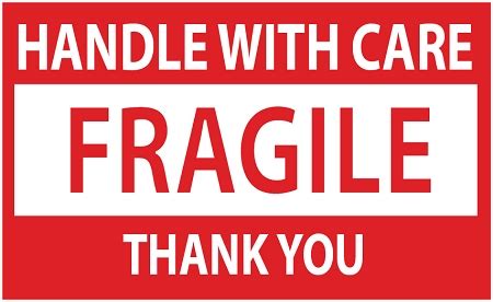 FRAGILE HANDLE WITH CARE Sticker Labels 500 3 X 2 #FRAGILE32R