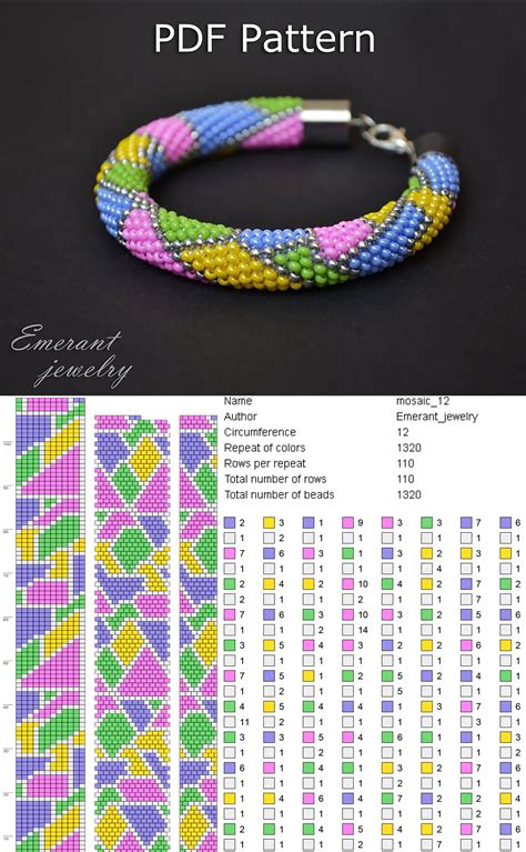 Bead crochet pattern, seed bead bracelet pattern pdf, beading master Class, Crochet Rope PDF ...